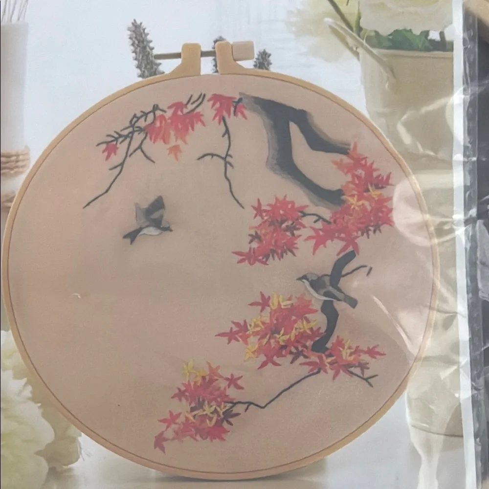 Embroidery DIY Art Kit Vibrant Red and Orange Art